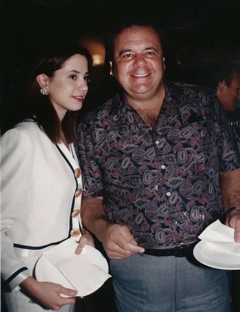 Mira Sorvino with her father Paul Sorvino, 1992