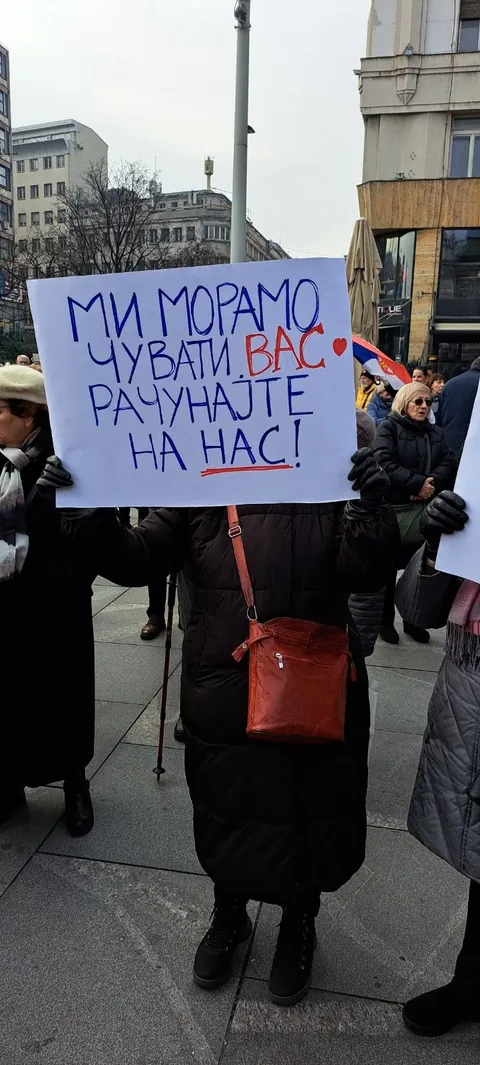 Pensioners gathered this morning in Belgrade to express support for students, with slogans such as "Granny has woken up"; "The boomers are with you"; and many other quirky lines