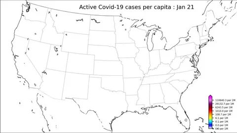 [OC] Active Covid-19 cases per Capita in USA. 1/21/2020 - 8/23/2021