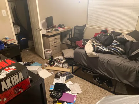 My room was clean when I left for my dads house for spring break… this is what I came home to after my mom “looked for my wallet”