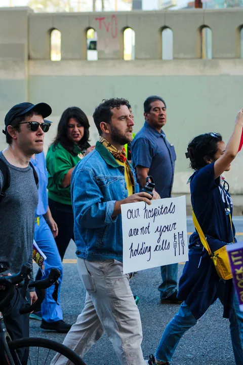 Healthcare workers marched through Los Angeles today to protest ICE mistreatment of detainees [OC]