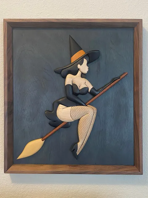 Witchy Pinup, James Pendragon, Carved Wood, 2026
