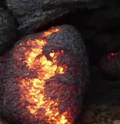 Icelandic lava egg breaks open