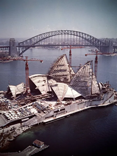 Sydney Opera House under construction, 1973