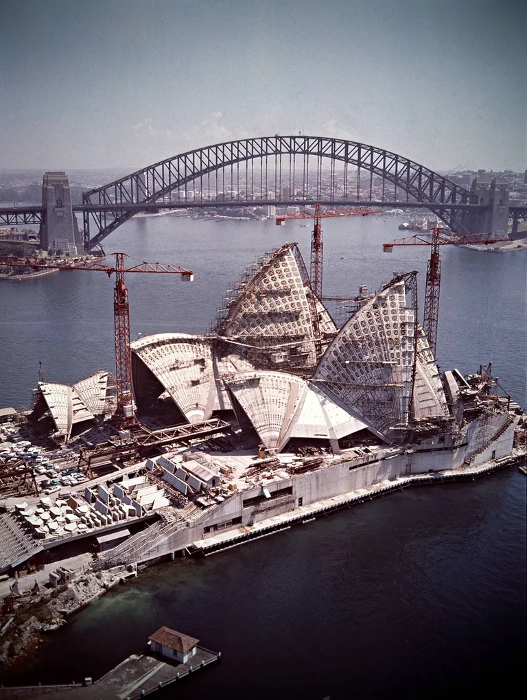 Sydney Opera House under construction, 1973