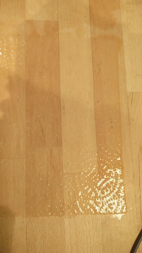 This nearly invisible wet paper towel on the table