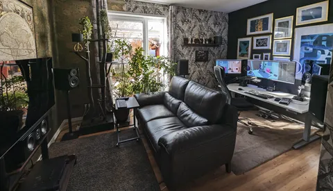 I've transformed my WFH space into a dual-purpose space: a home theater meets battlestation and productivity zone! (and yes, I like plants)