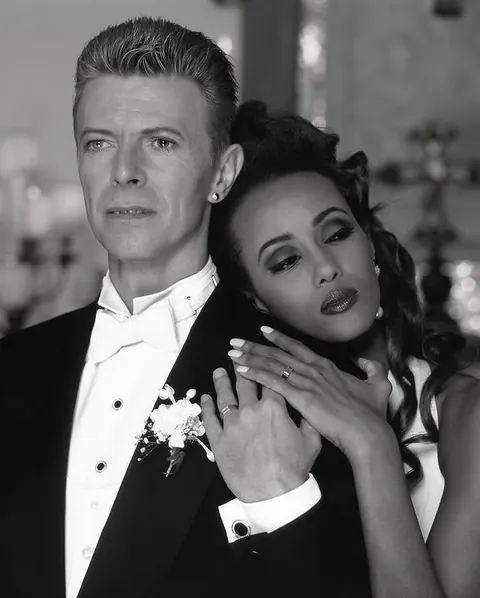 Iman &amp; David Bowie on their wedding day in Florence, Italy, June 6, 1992