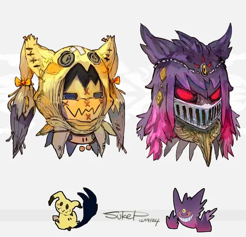 I made some Pokémon inspired headgears! [OC]