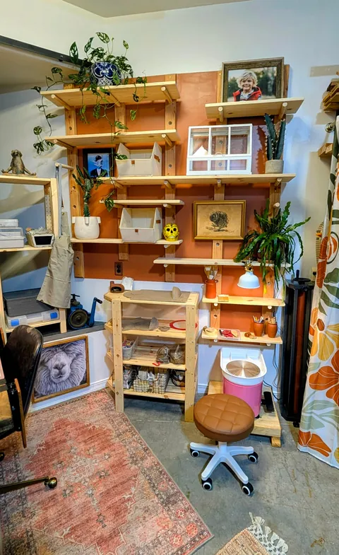 Update: Made wife a jewelry/pottery/craft station in the ugly corner of my shop