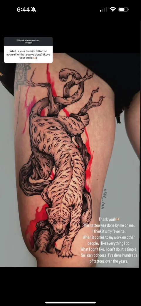 Viki Ink at Queen tattoo in Amelia, FL did this on herself. I feel like this is rare skill to do this on yourself…