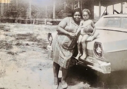 My 2x great grandma with my grandma as a toddler. (1968)