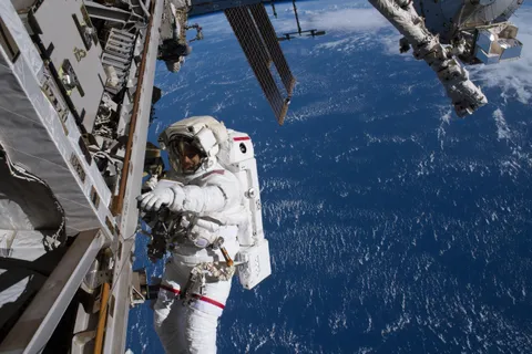 NASA astronaut Ricky Arnold on a spacewalk outside the International Space Station