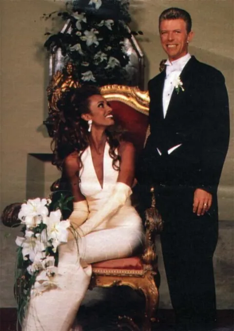 Iman &amp; David Bowie on their wedding day in Florence, Italy, June 6, 1992