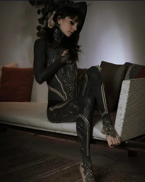 Geometric Blackwork Bodysuit by Eddie Rise (me) at Black Alchemy Studio in Albuquerque, New Mexico.