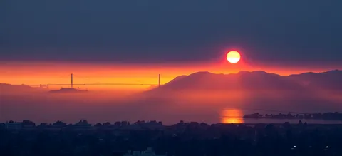 ITAP of a smokey sunset over the Golden Gate