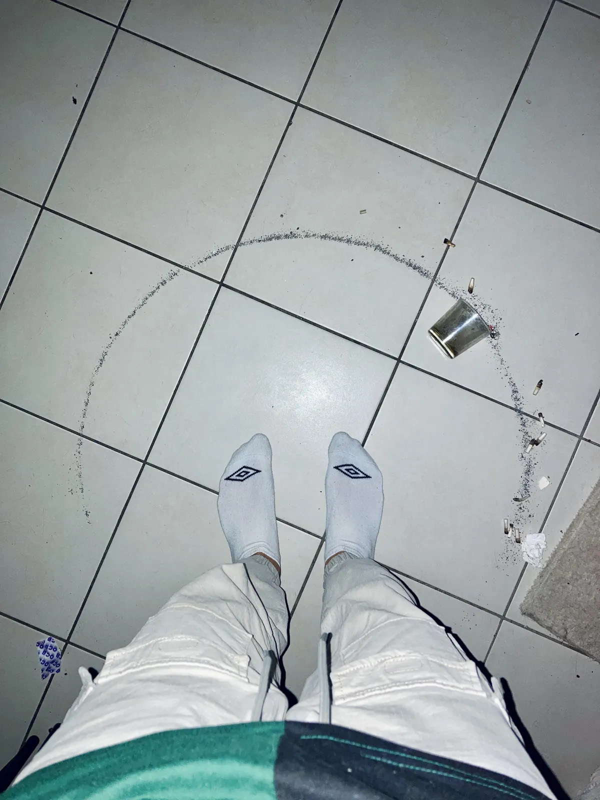 Accidentally kicked this ashtray and it formed a circle around my feet