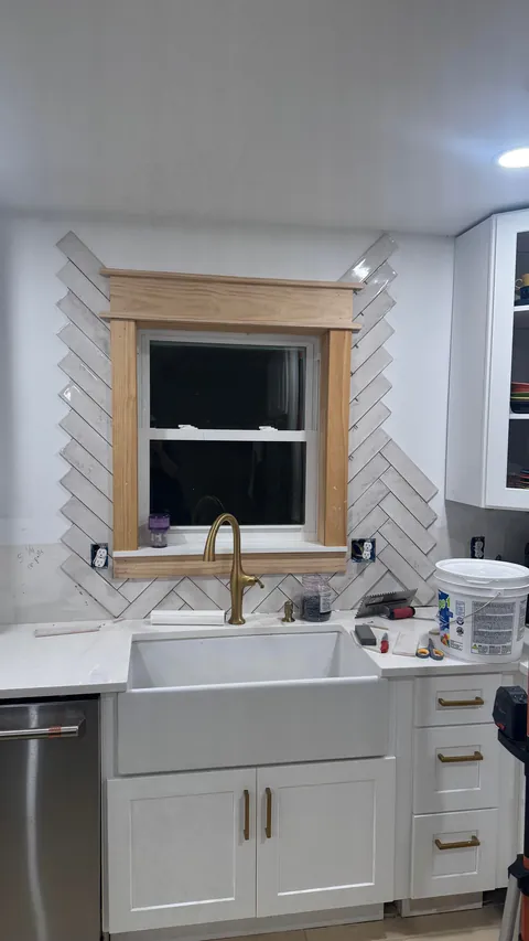 Update: Herringbone backsplash - never again