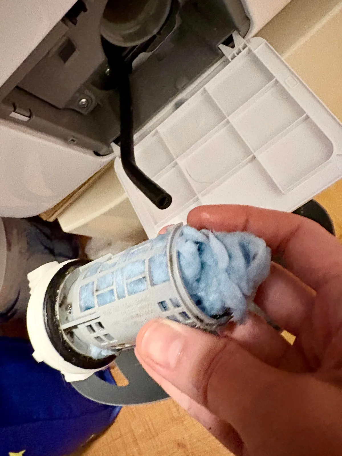 This throw blanket (a thrift store find) shedded slightly in the wash