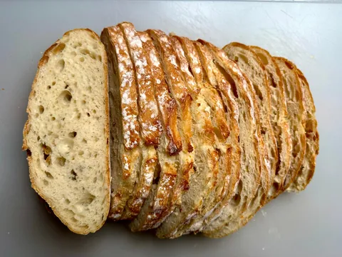 Mozzarella, tomato, and pesto melt on [homemade] bread