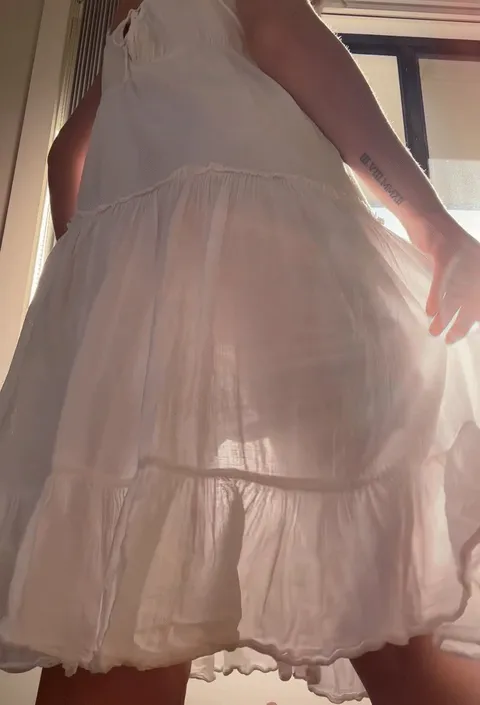 The underskirt layer is hiding the good bits, such a fun tease