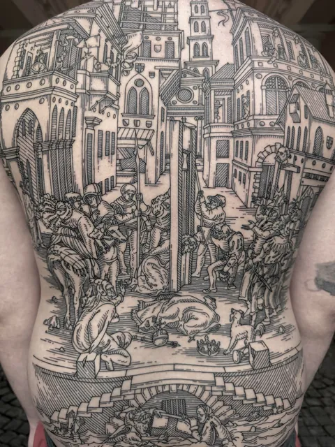 Back piece made by me (Ivan Zagusta) at Zaraza tattoo shop in Warsaw, Poland