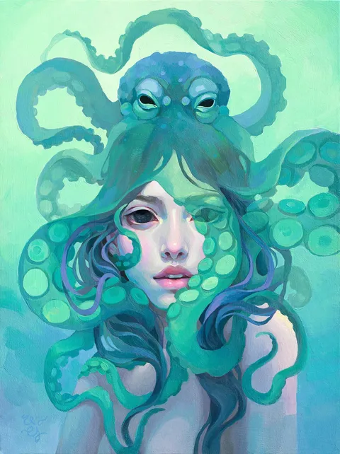 Lurking Abyss, Eva Gamayun, acrylics, 2024