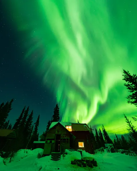 The aurora 15 minutes ago here in Venetie, Alaska