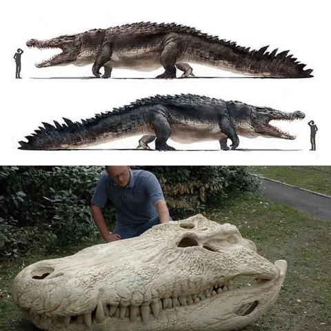 Purussaurus is one of the largest known of the giant crocodilians, perhaps even surpassing Sarcosuchus in size. It reigned supreme in central South America in the Miocene period, 8 million years ago.