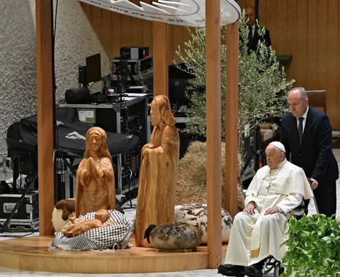 Pope unveiled nativity scene at the Vatican, which featured baby Jesus in a keffiyeh