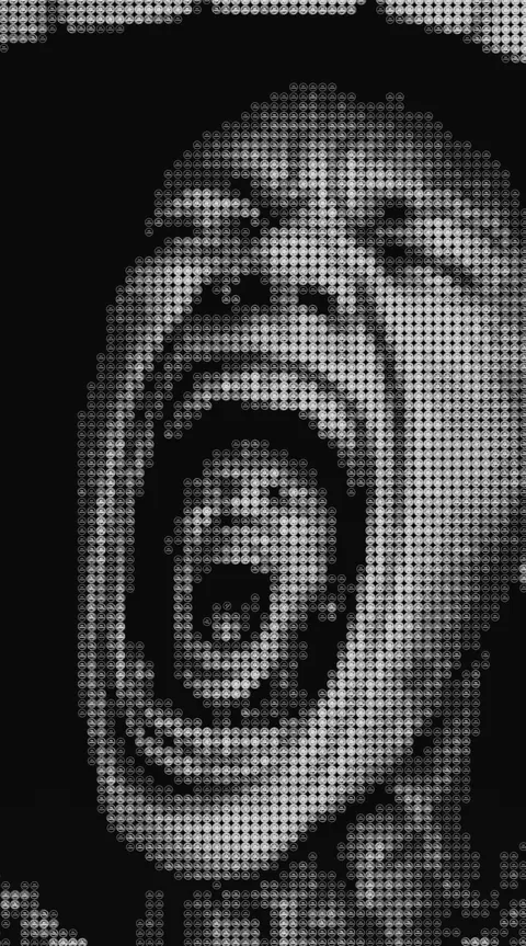 The scream I never post, nd5art (me), one stamp applied over 10000 times on canvas, 2025